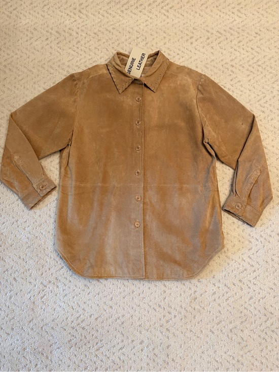 bagatelle Jackets & Blazers - Genuine Leather Suede Shacket Jacket NEW With Flaw Size L Tan Washable
